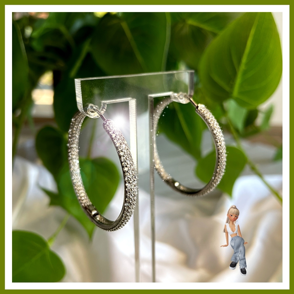❤️3 ROW PAVE' INSIDE/OUTSIDE DIAMOND (Lab) HOOPS❤️